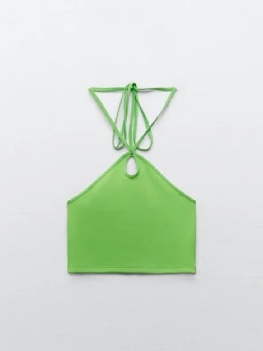 Zara Green Keyhole Cutout Halter Crop Top